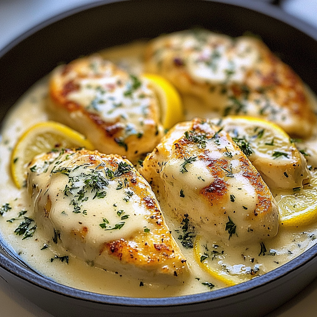 Recipe preparation for Creamy Lemon Chicken Parmesan