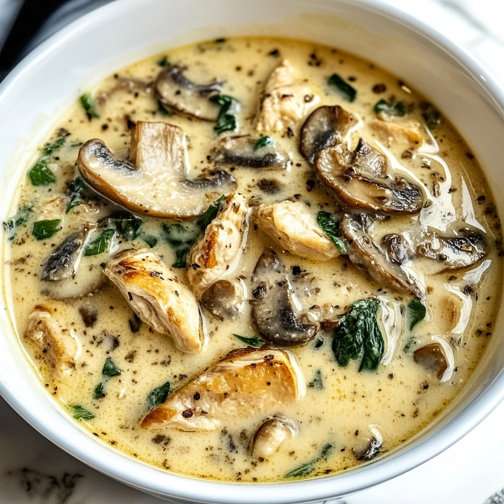 Recipe preparation for Rotisserie Chicken Mushroom Soup
