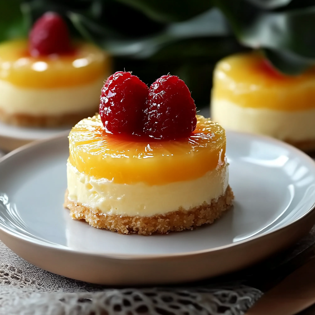 Recipe preparation for Mini Pineapple Upside-Down Cheesecakes