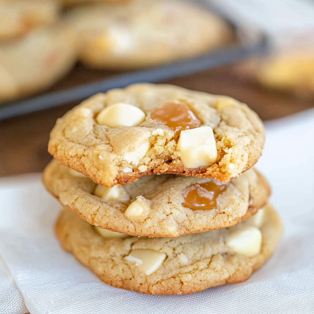 Recipe preparation for Salted Caramel White Chocolate Cookies