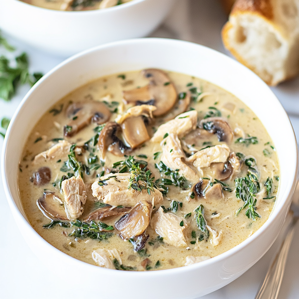 Recipe preparation for Comforting Rotisserie Chicken and Mushroom Soup