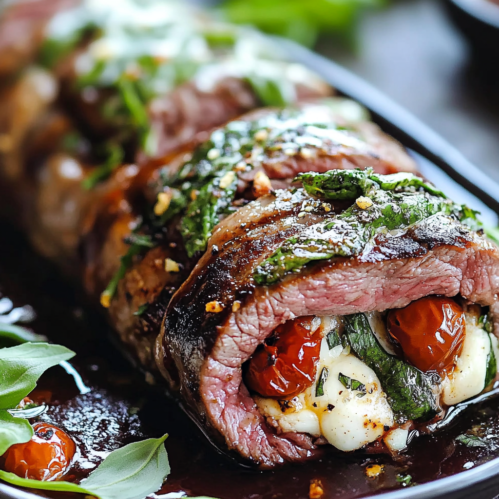 Recipe preparation for Stuffed Flank Steak