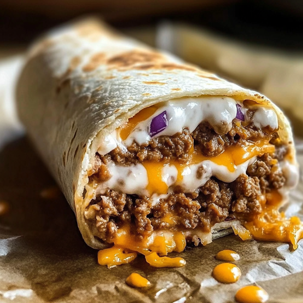 Recipe preparation for Taco Bell Beefy Melt Burrito(Copycat Version)