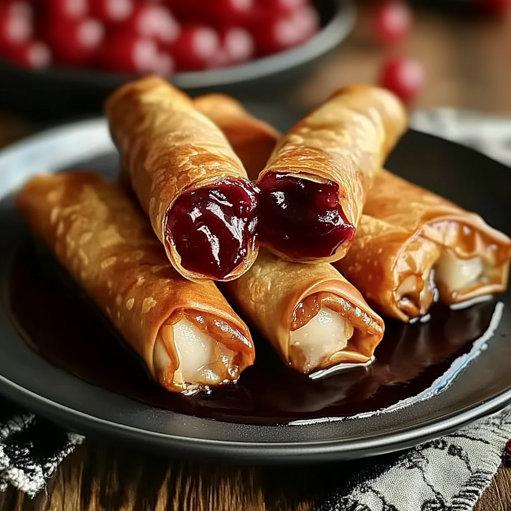 Recipe preparation for Cherry Cheesecake Egg Rolls