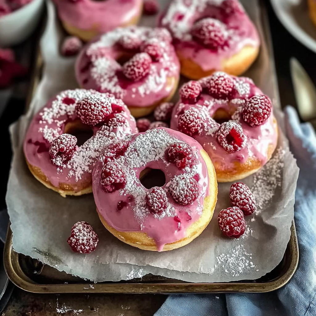 Recipe preparation for Baked Raspberry Donuts
