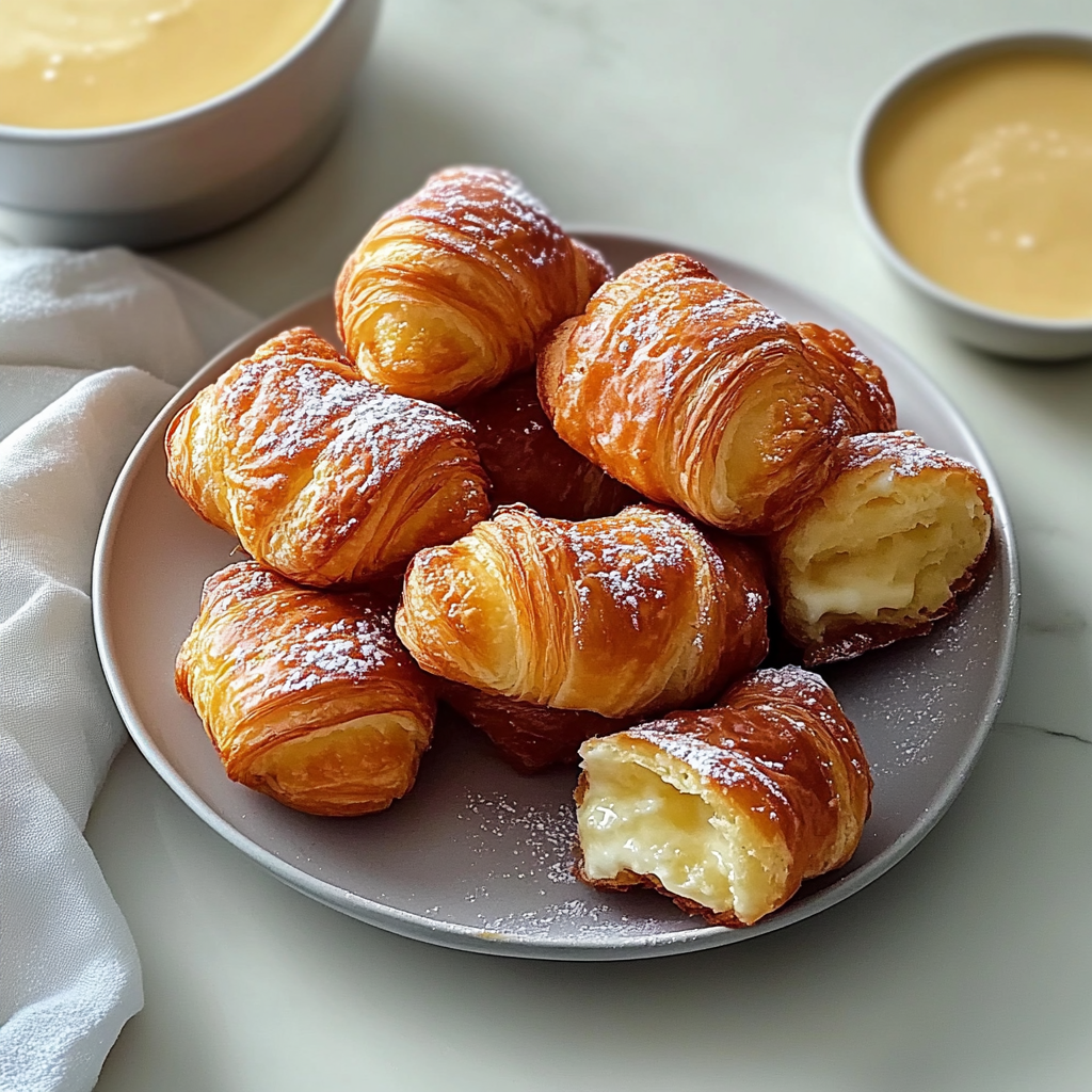 Recipe preparation for Fluffy Fried Croissant Beignets