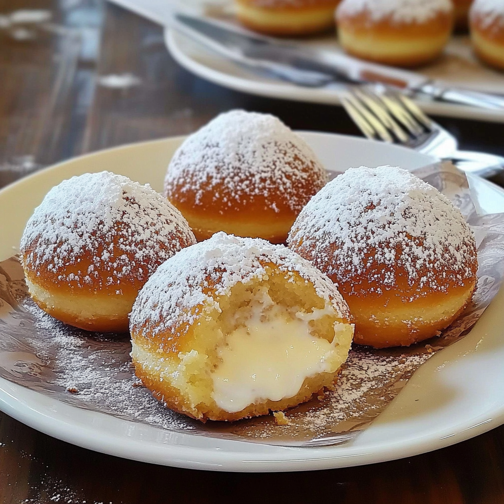 Recipe preparation for Italian Cream Bombs (Bomboloni alla Crema)