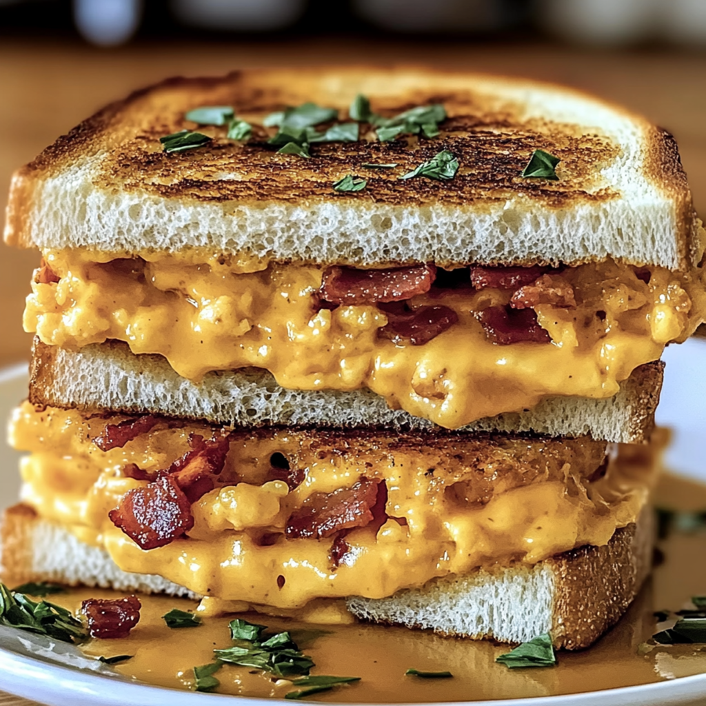 Recipe preparation for Breakfast Grilled Cheese Delight