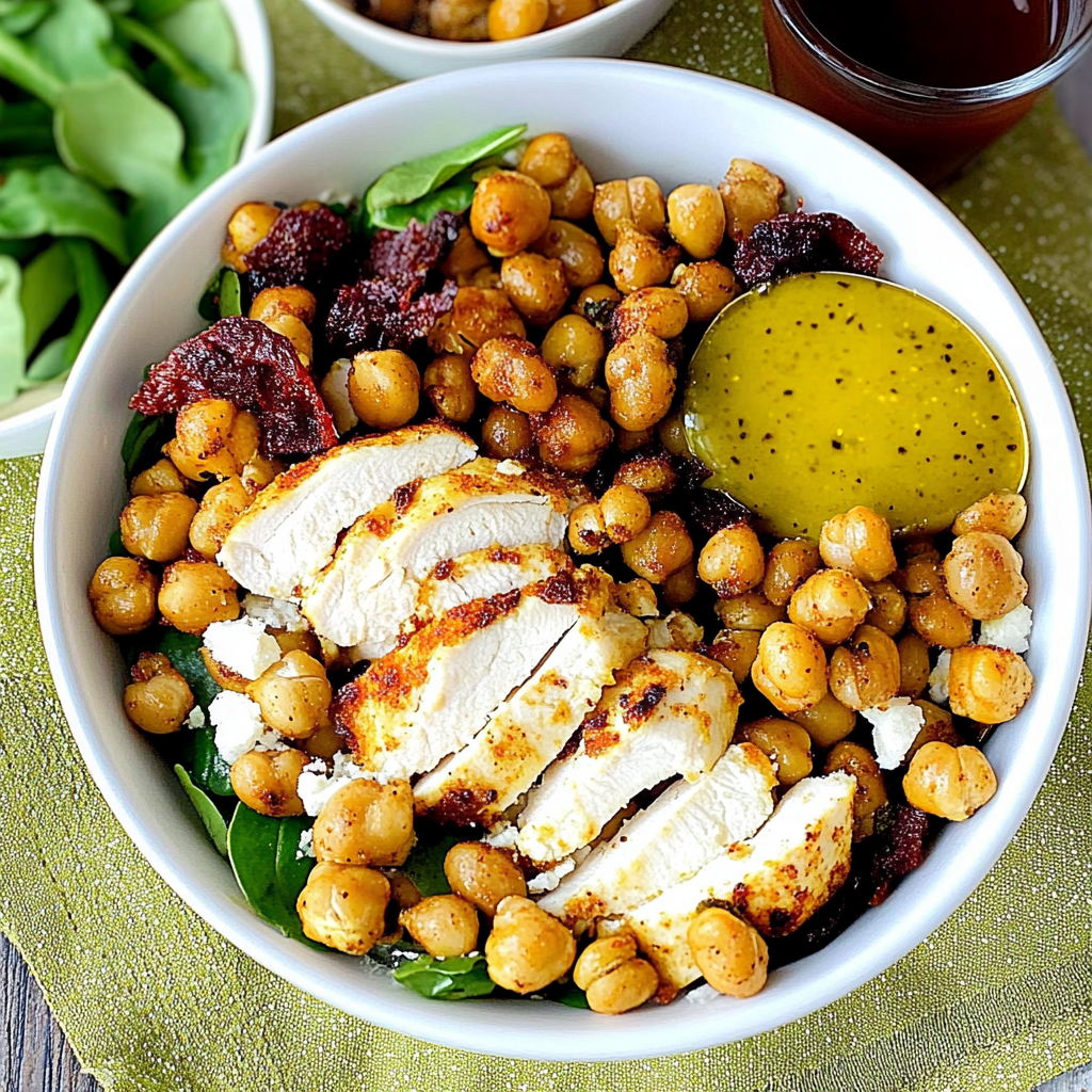 Recipe preparation for Chicken Power Bowls with Crispy Baked Garbanzo Beans