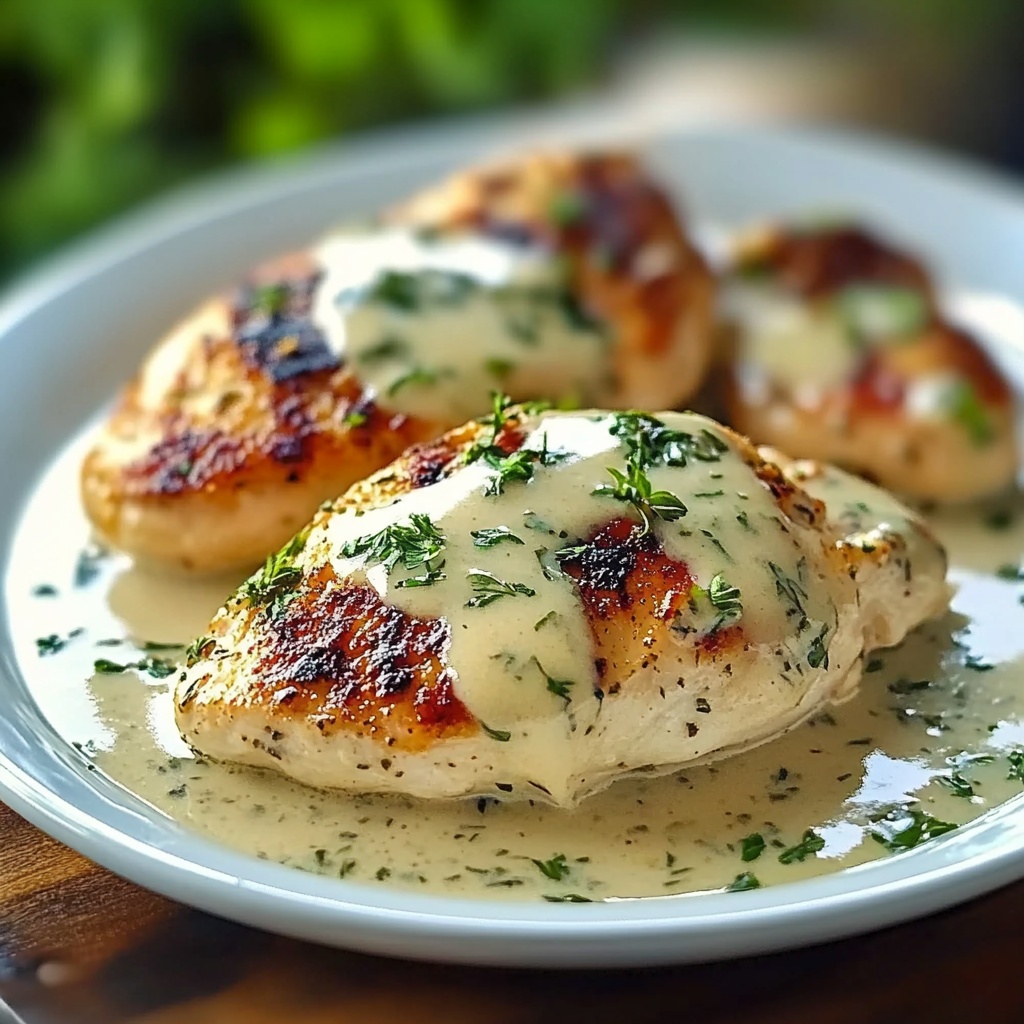 Recipe preparation for Creamy Chicken with Boursin Sauce (Garlic and Fine Herbs)