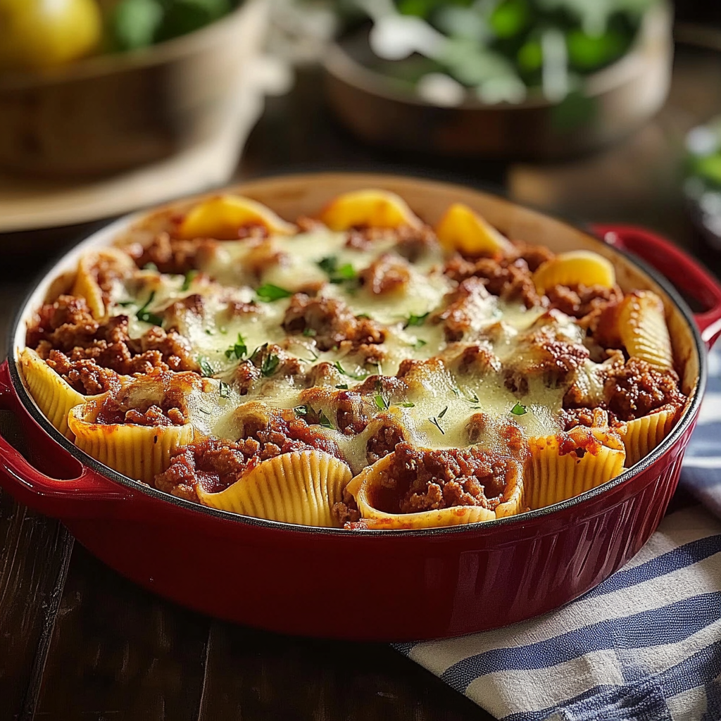 Recipe preparation for The Best Stuffed Shells with Ground Beef