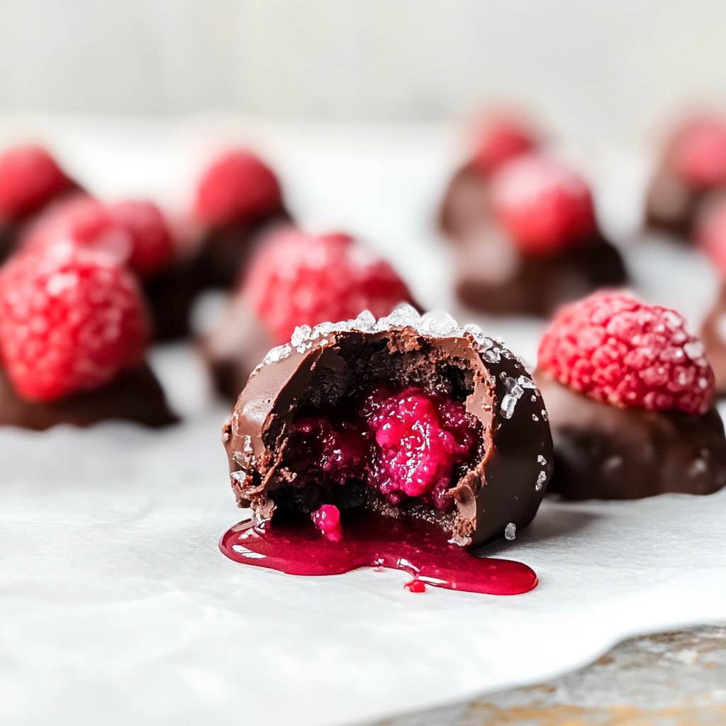 Recipe preparation for Chocolate-Covered Raspberry Bites