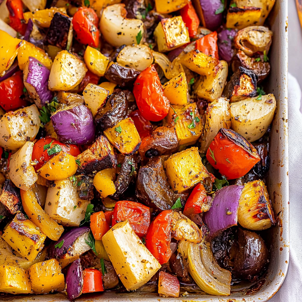 Recipe preparation for Mediterranean Roasted Vegetables