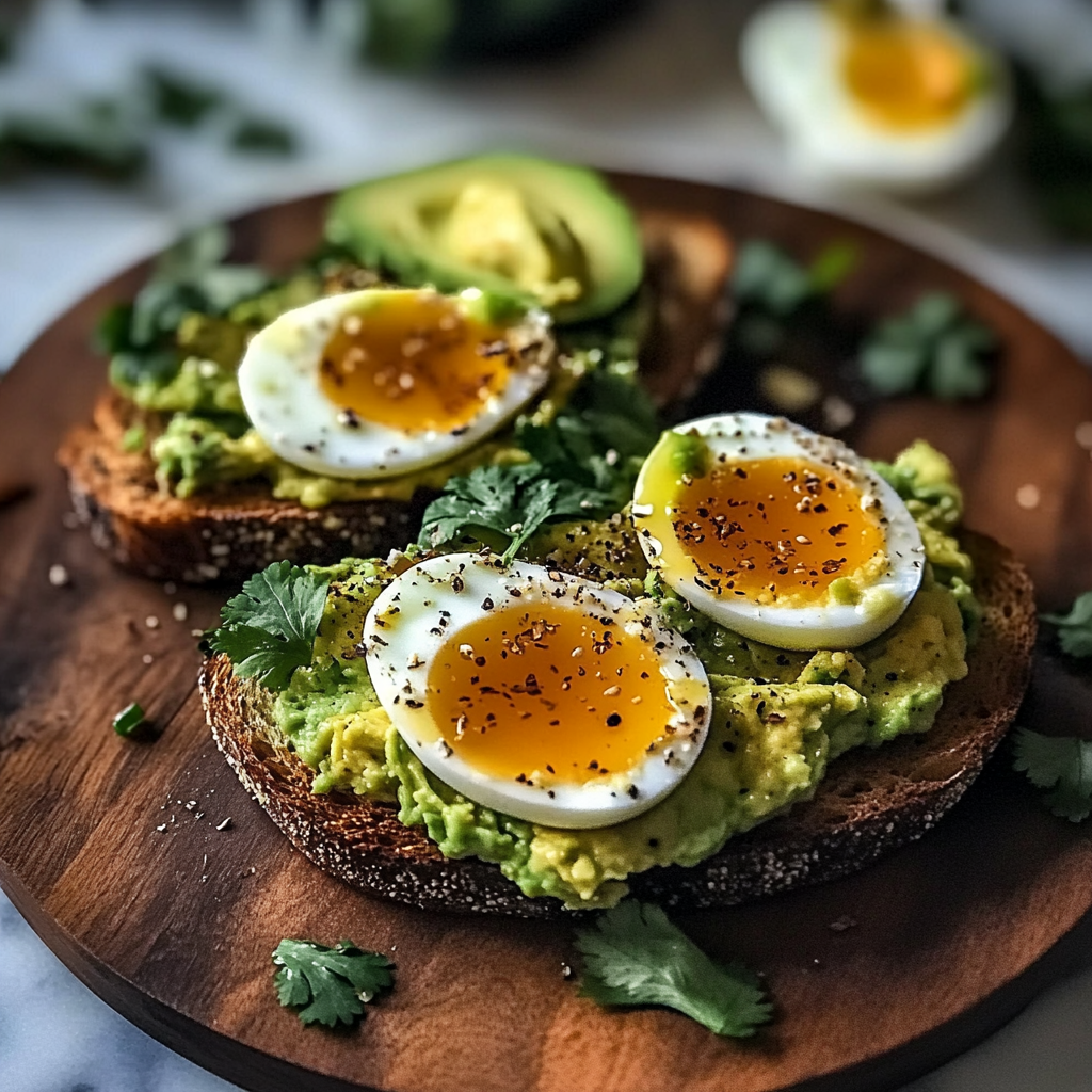 Recipe preparation for Spicy Chili Butter Avocado Toast with Eggs