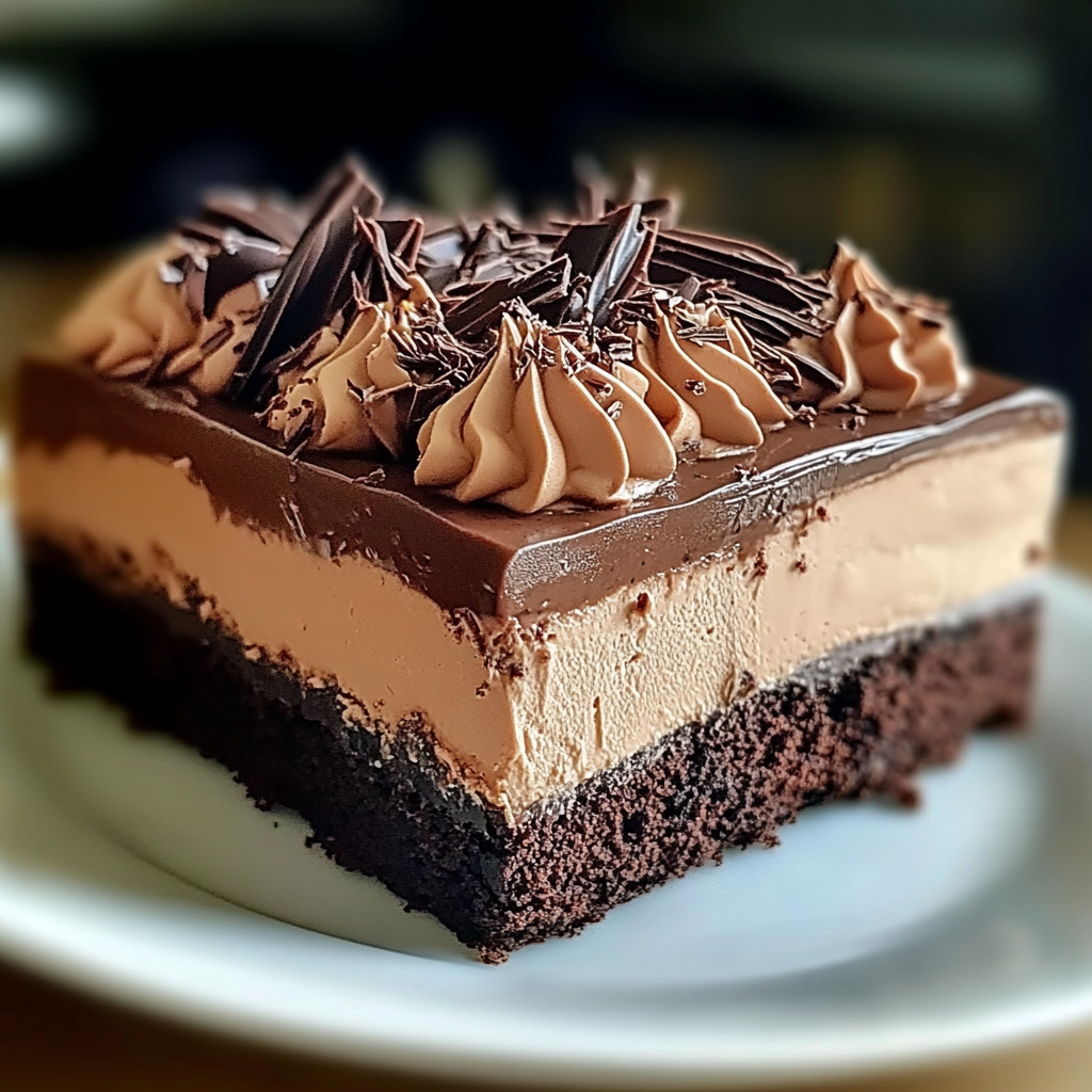 Recipe preparation for Triple Chocolate Mousse Cake