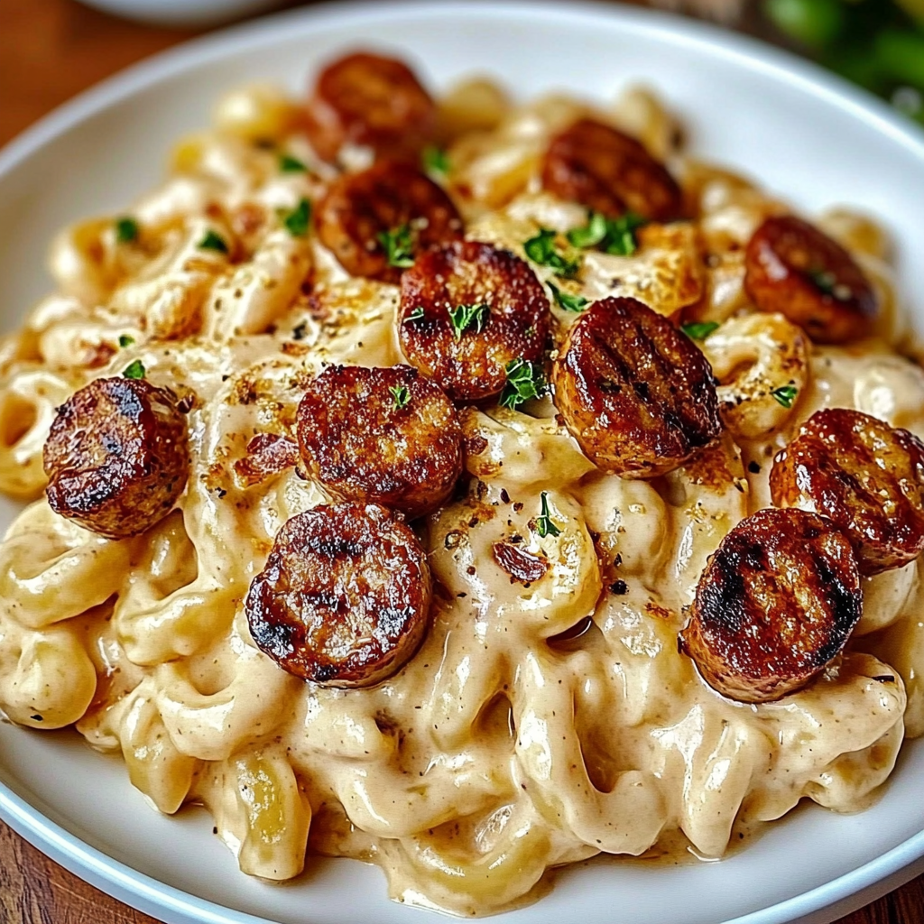 Recipe preparation for Cajun Smoked Sausage Alfredo
