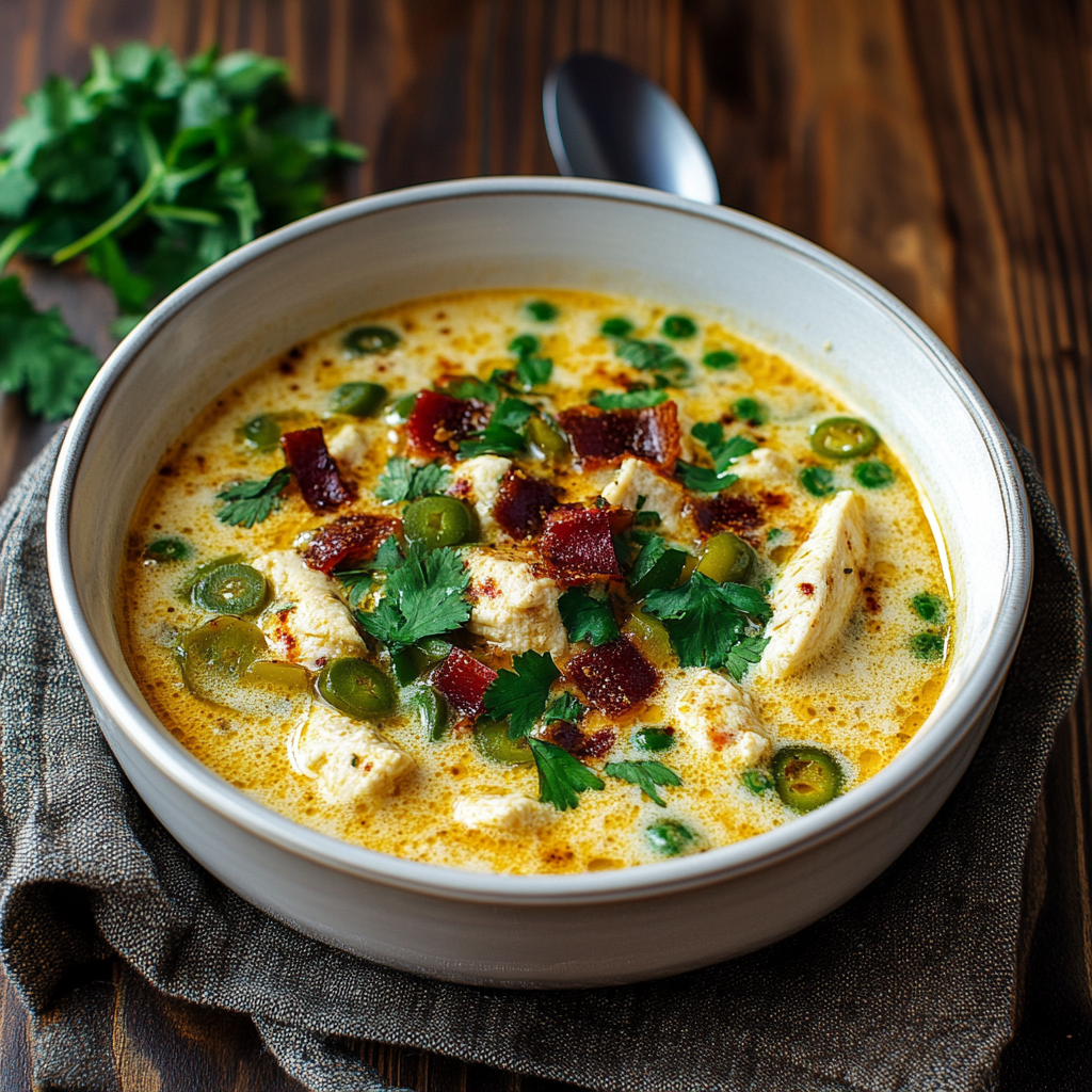 Recipe preparation for Spicy Jalapeño Popper Chicken Soup