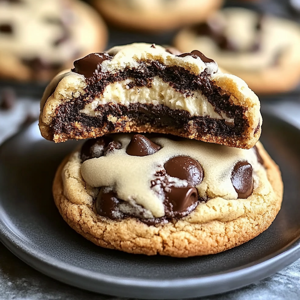 Recipe preparation for Cheesecake Stuffed Chocolate Chip Cookies – Irresistible Dessert Recipe