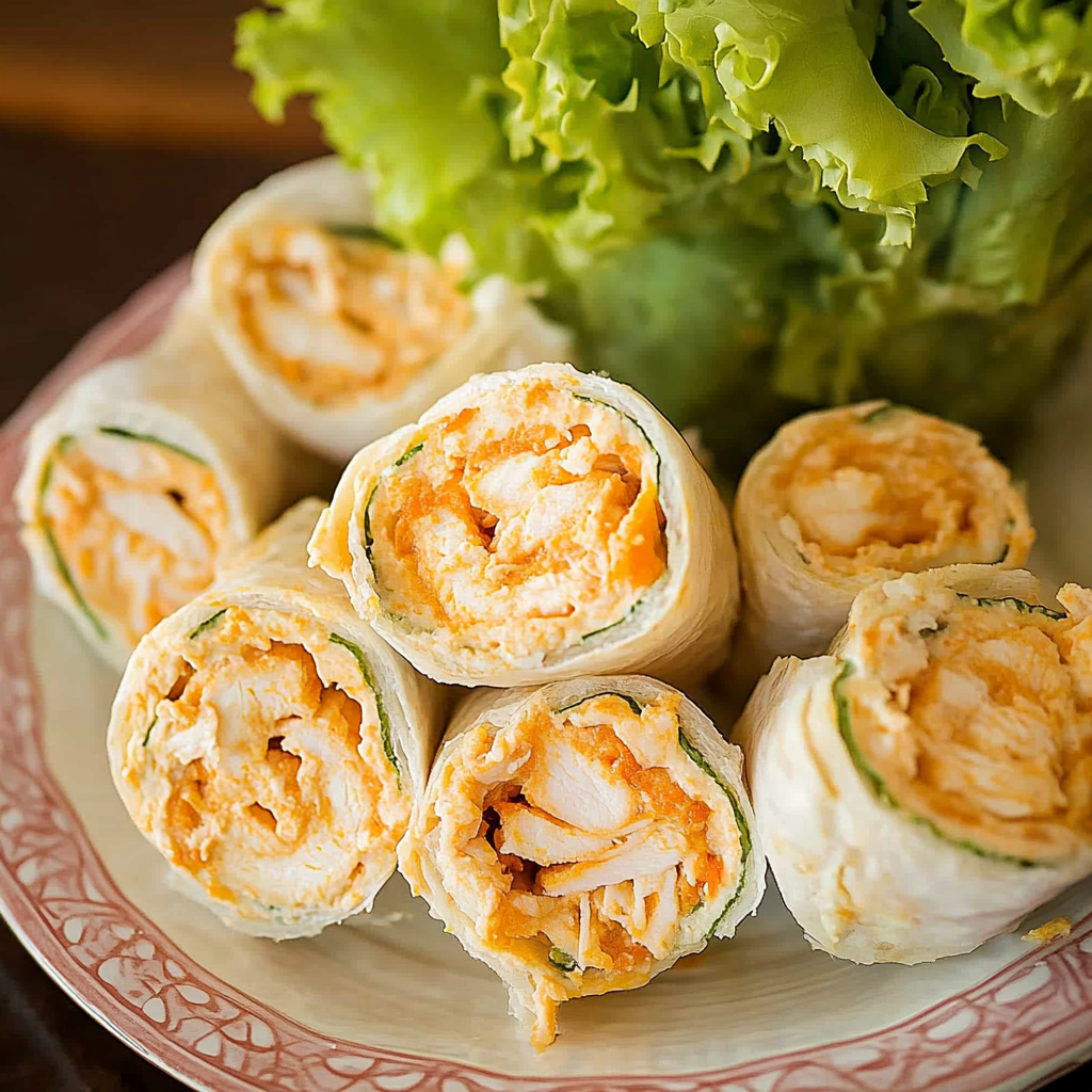 Recipe preparation for Buffalo Chicken Pinwheels