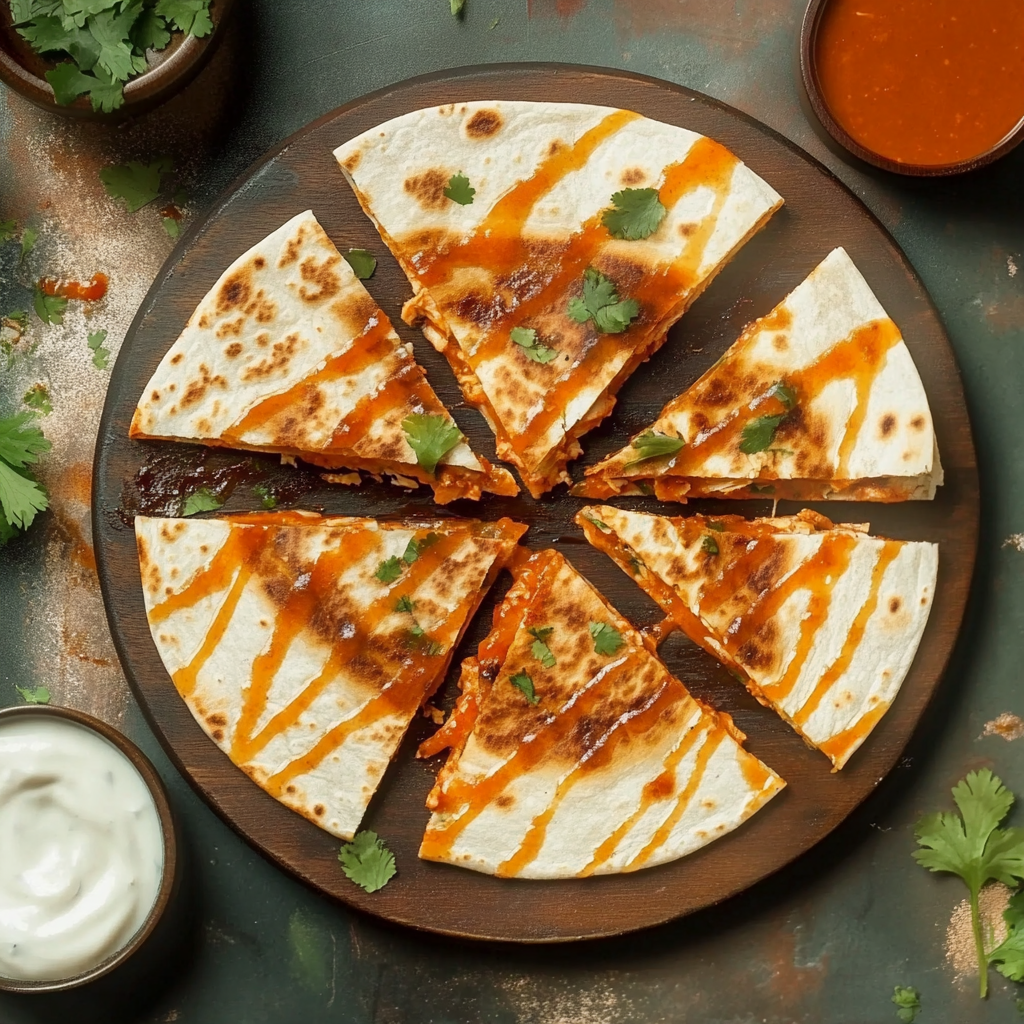 Recipe preparation for Buffalo Chicken Quesadillas: A Spicy, Cheesy Delight