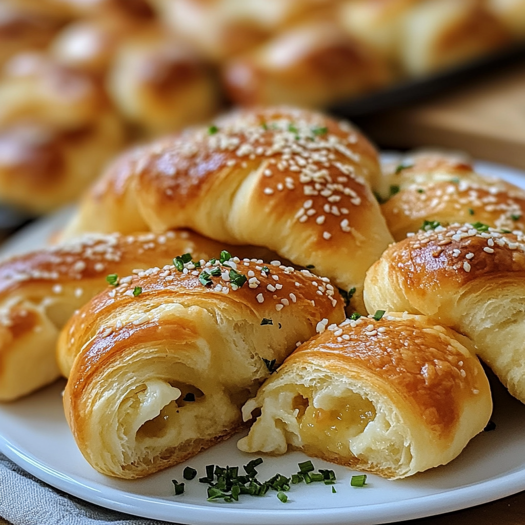 Recipe preparation for Cheesy Garlic Crescent Rolls