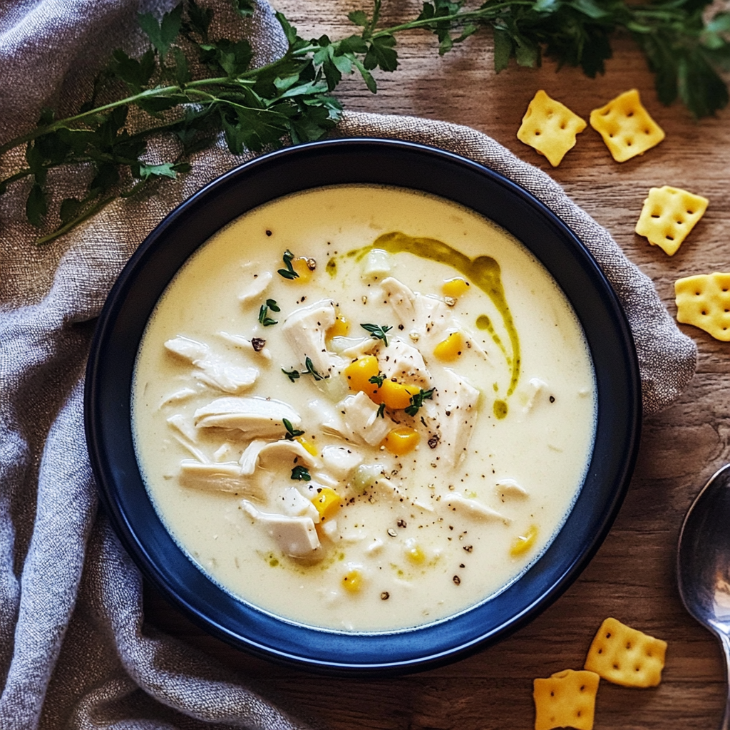 Recipe preparation for Creamy Chicken Noodle Soup