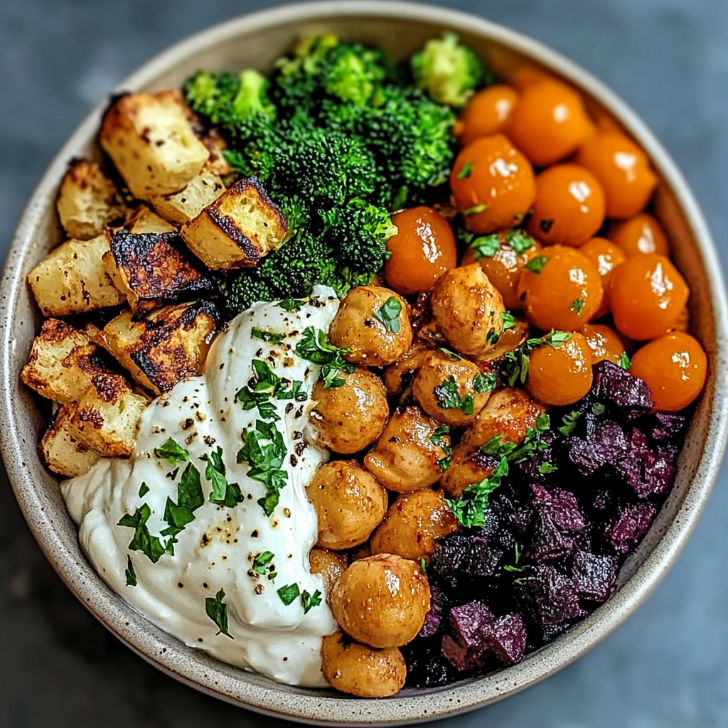 Recipe preparation for Mediterranean Veggie Bowls