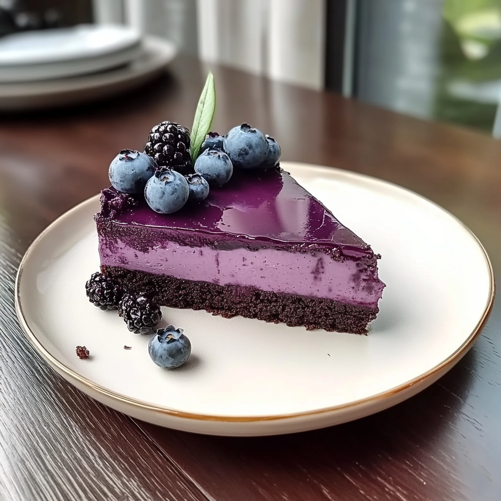 Recipe preparation for Blueberry Chocolate Cheesecake