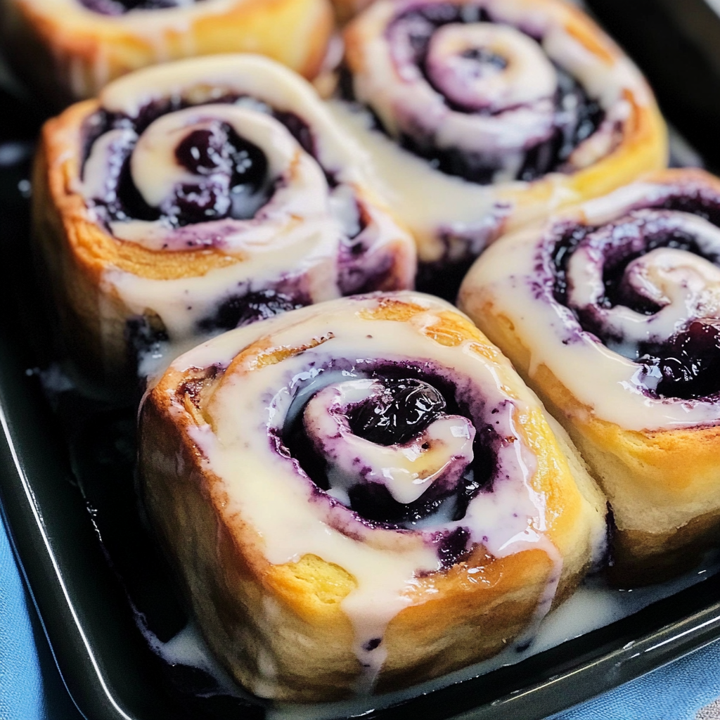 Recipe preparation for Blueberry Lemon Cinnamon Rolls