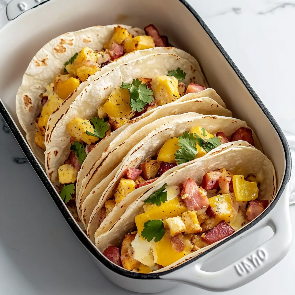 Recipe preparation for Tasty Baked Breakfast Tacos