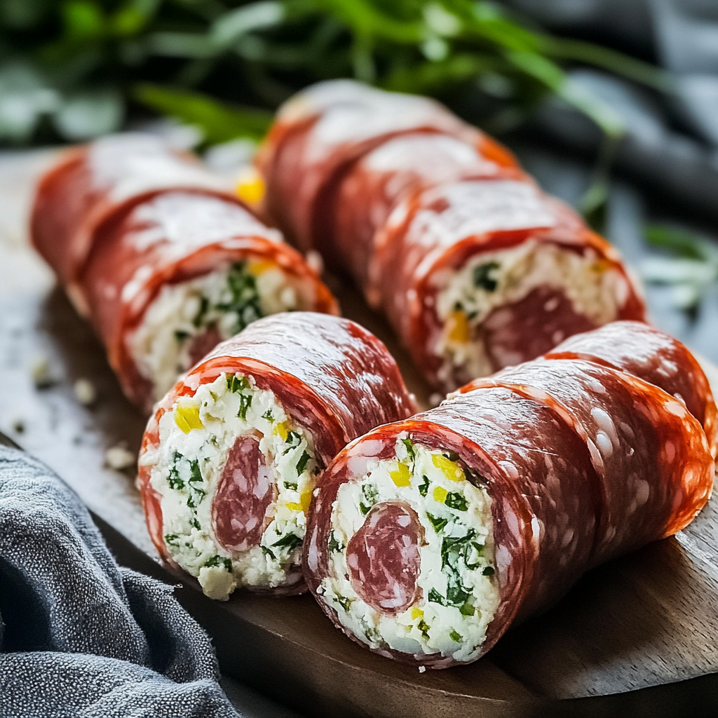 Recipe preparation for Keto Salami Roll-Ups for Easy Snacking