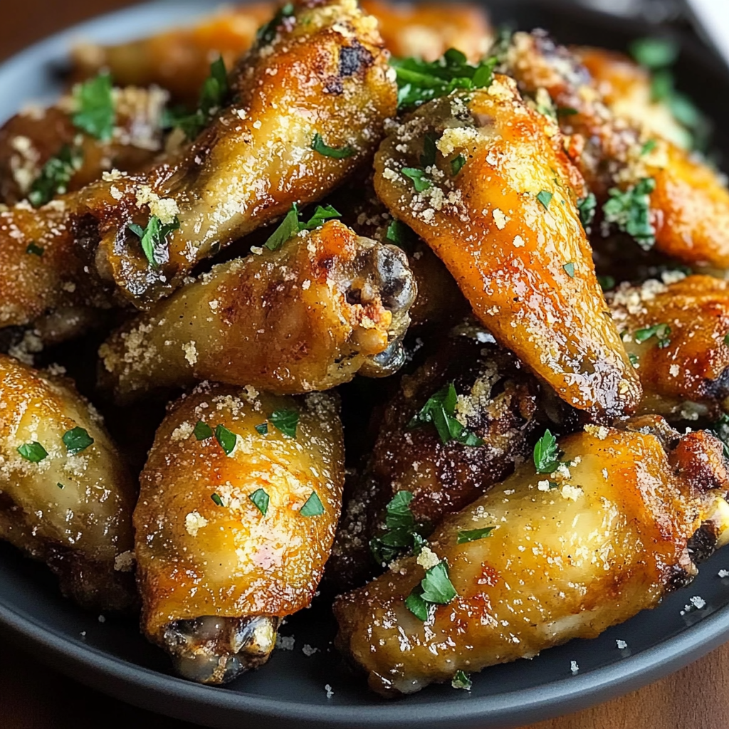 Recipe preparation for Garlic Parmesan Chicken Wings