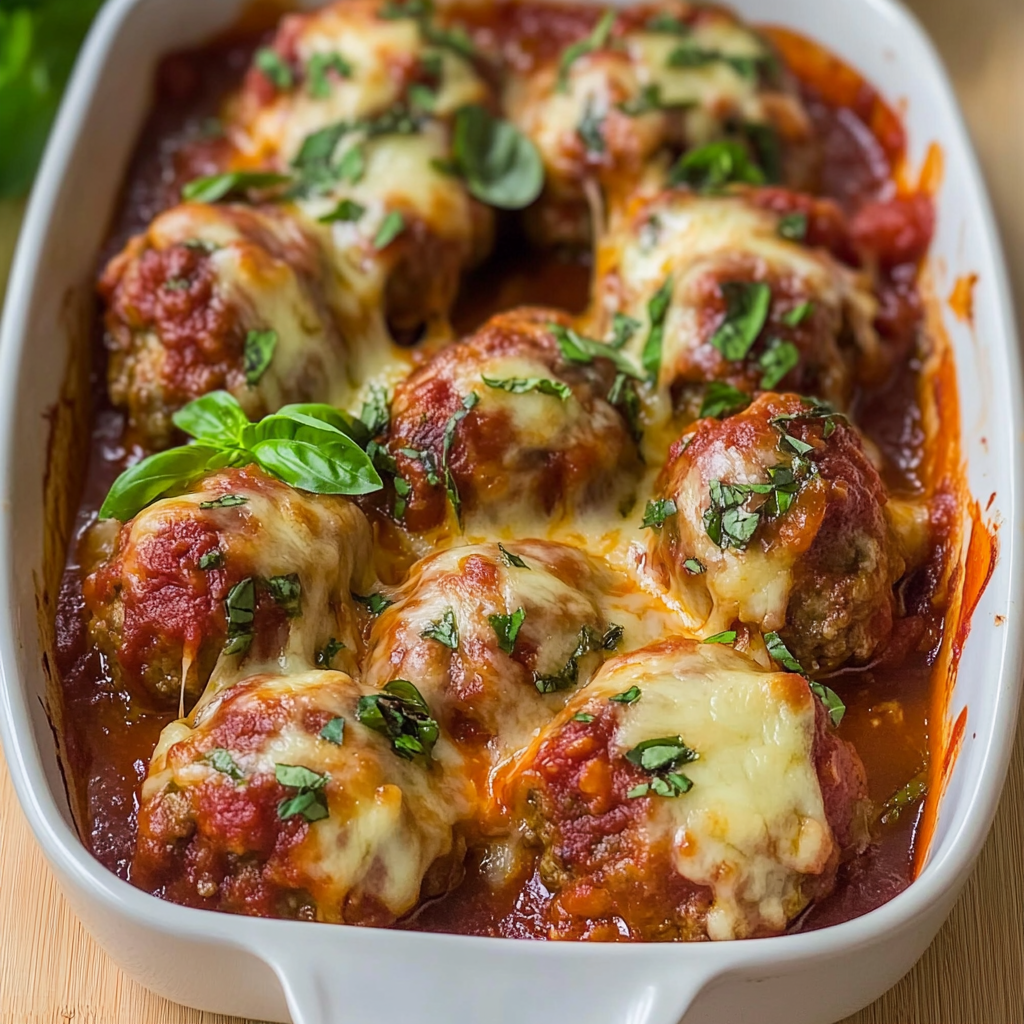 Recipe preparation for Meatballs with Cheese and Marinara Sauce