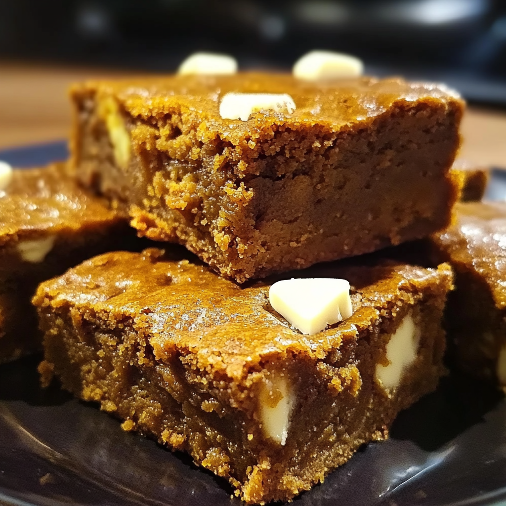 Recipe preparation for Spiced Pumpkin Blondies with White Chocolate
