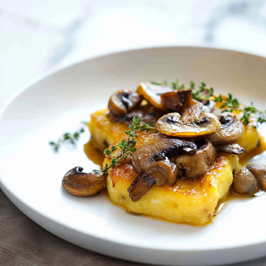 Recipe preparation for Wild Mushroom & Thyme Polenta Gratin