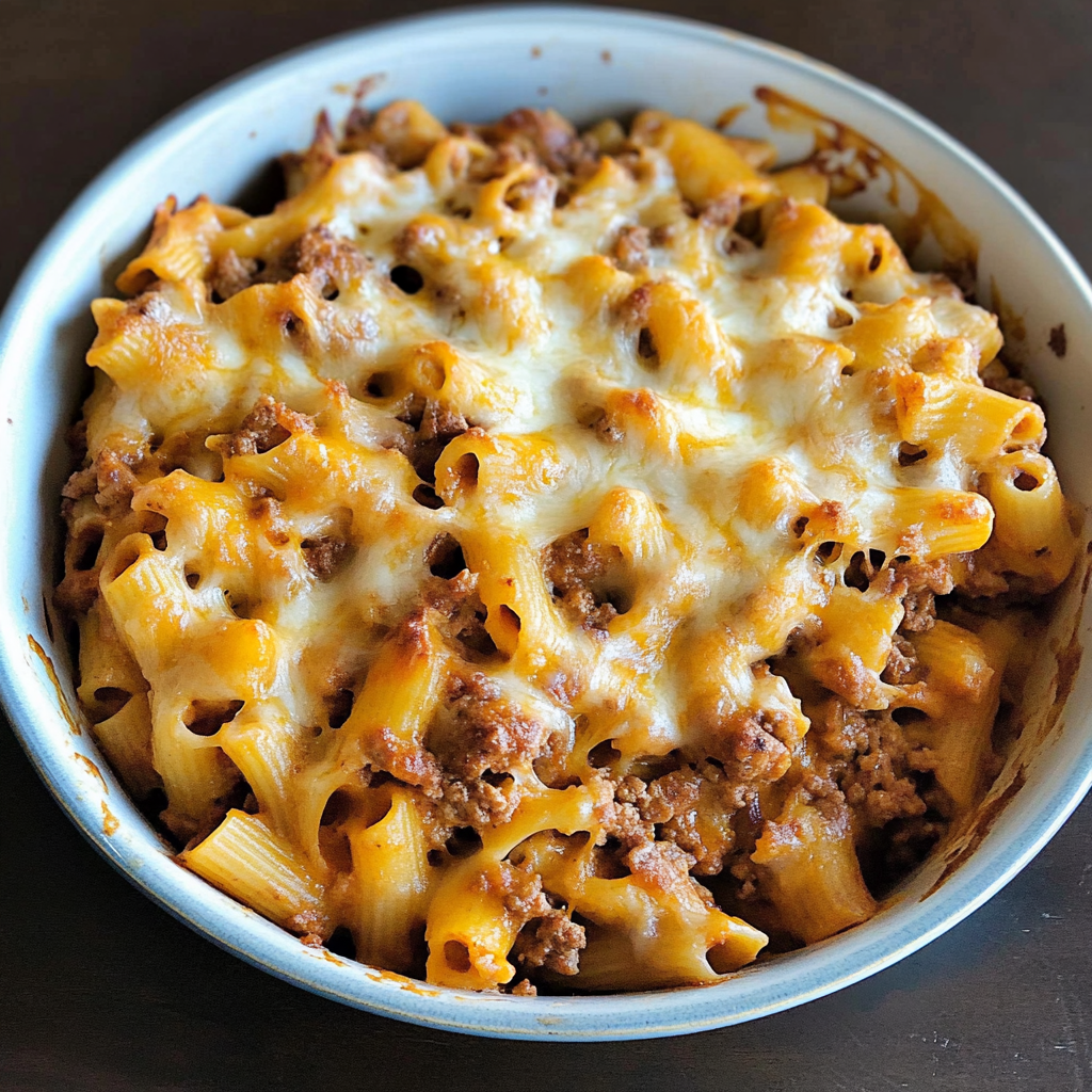 Recipe preparation for Easy Cheesy Taco Pasta Bake