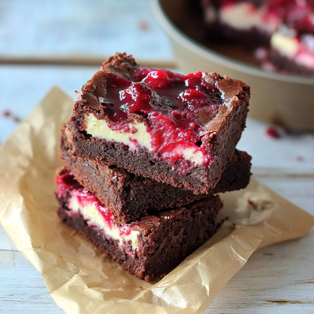 Recipe preparation for Spiced Cranberry Cream Cheese Brownies