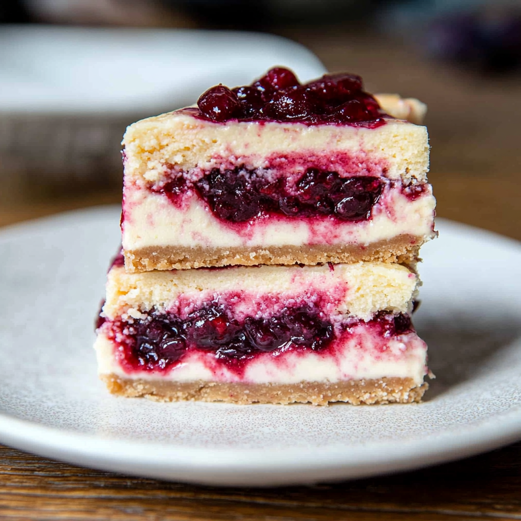 Recipe preparation for Sparkling Cranberry Cheesecake Squares