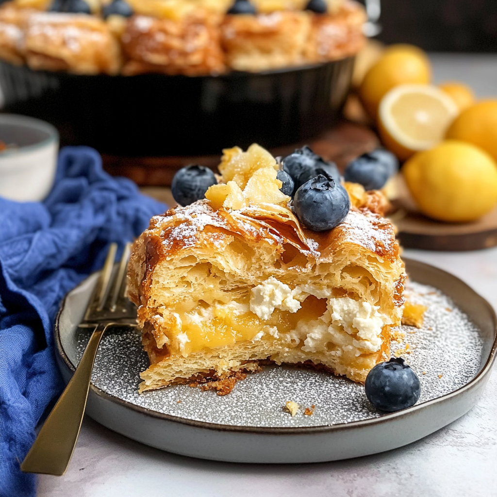 Recipe preparation for Lemon Ricotta Croissant Bread Pudding