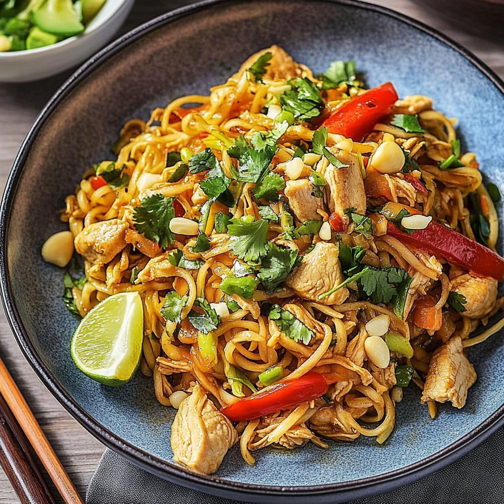 Recipe preparation for Sweet Chili Chicken Stir Fry Noodles