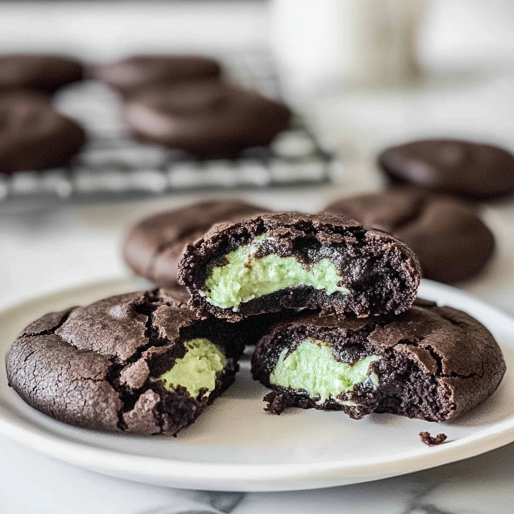 Recipe preparation for Peppermint Chocolate Cheesecake Cookies