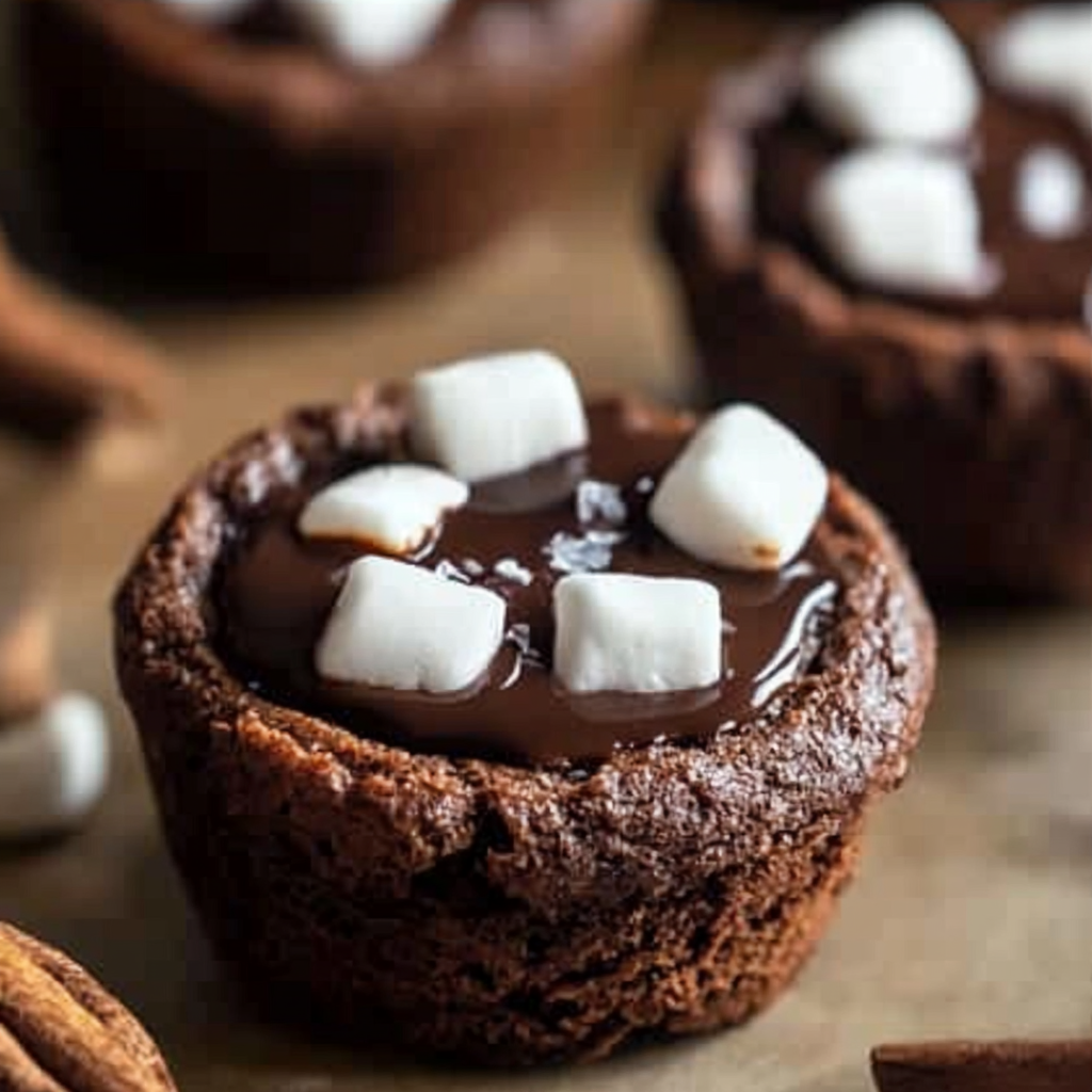 Recipe preparation for Hot Cocoa Brownie Cups