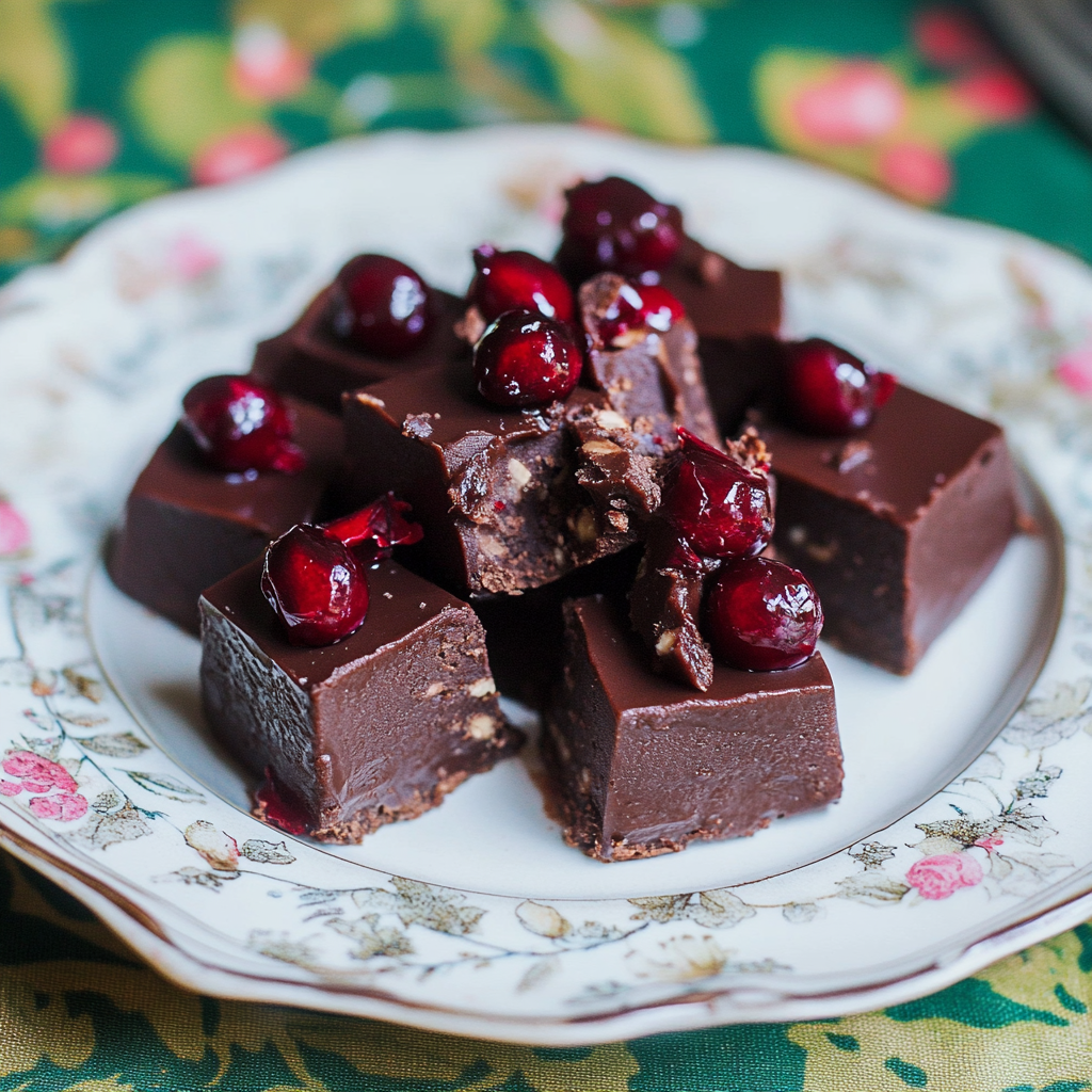 Recipe preparation for Festive Chocolate Cherry Fudge