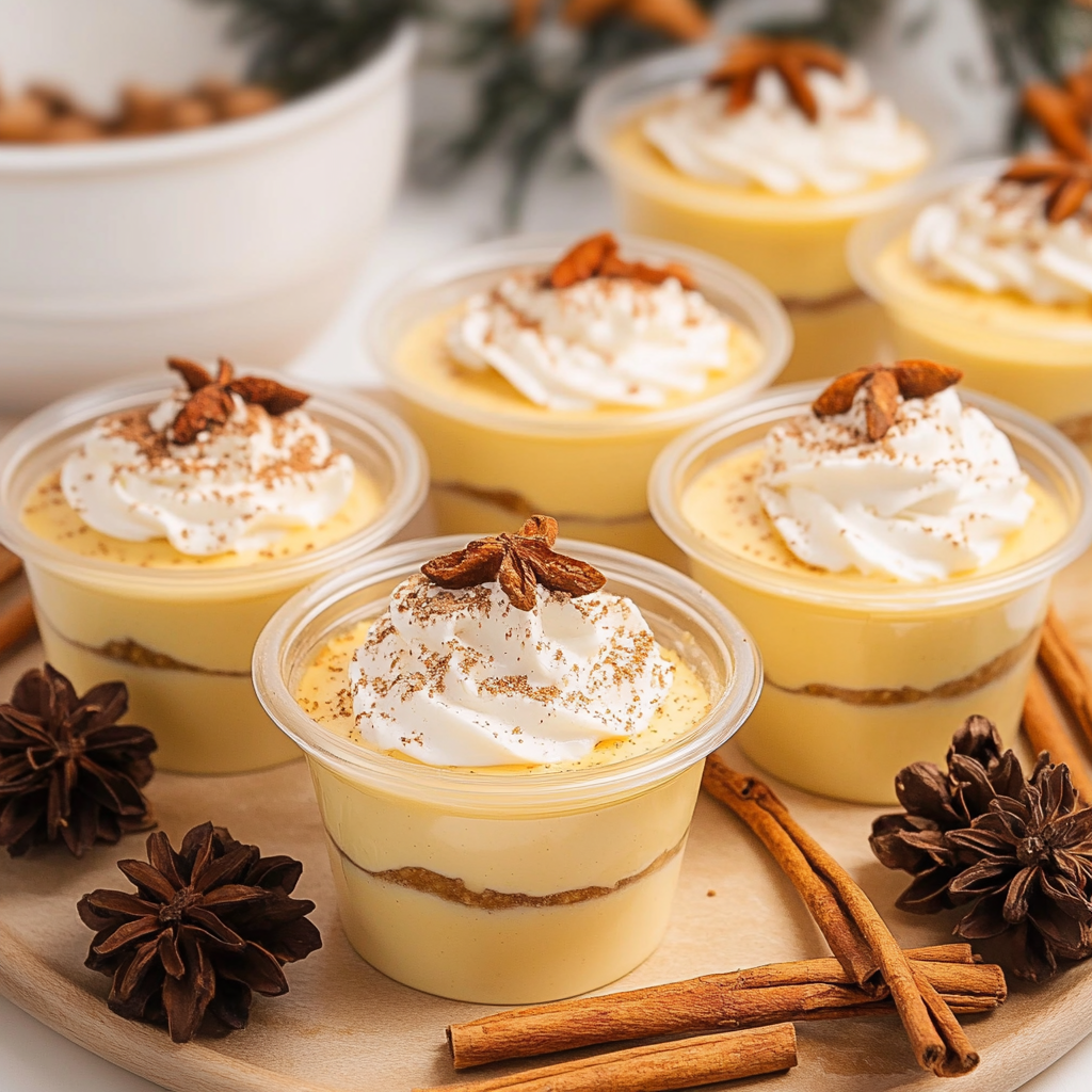 Recipe preparation for Holiday Eggnog Pudding Cups