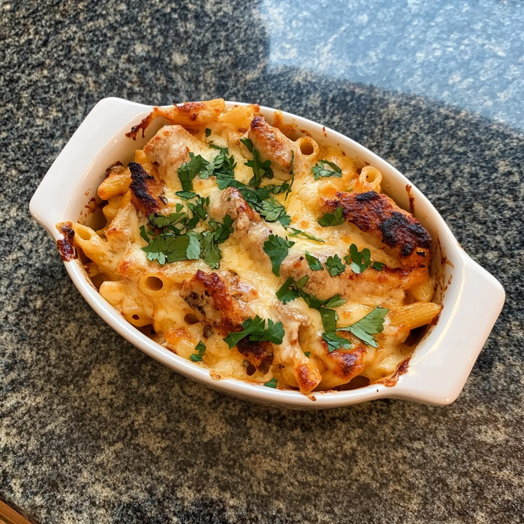 Recipe preparation for Butter-Chicken Mac ‘n’ Cheese