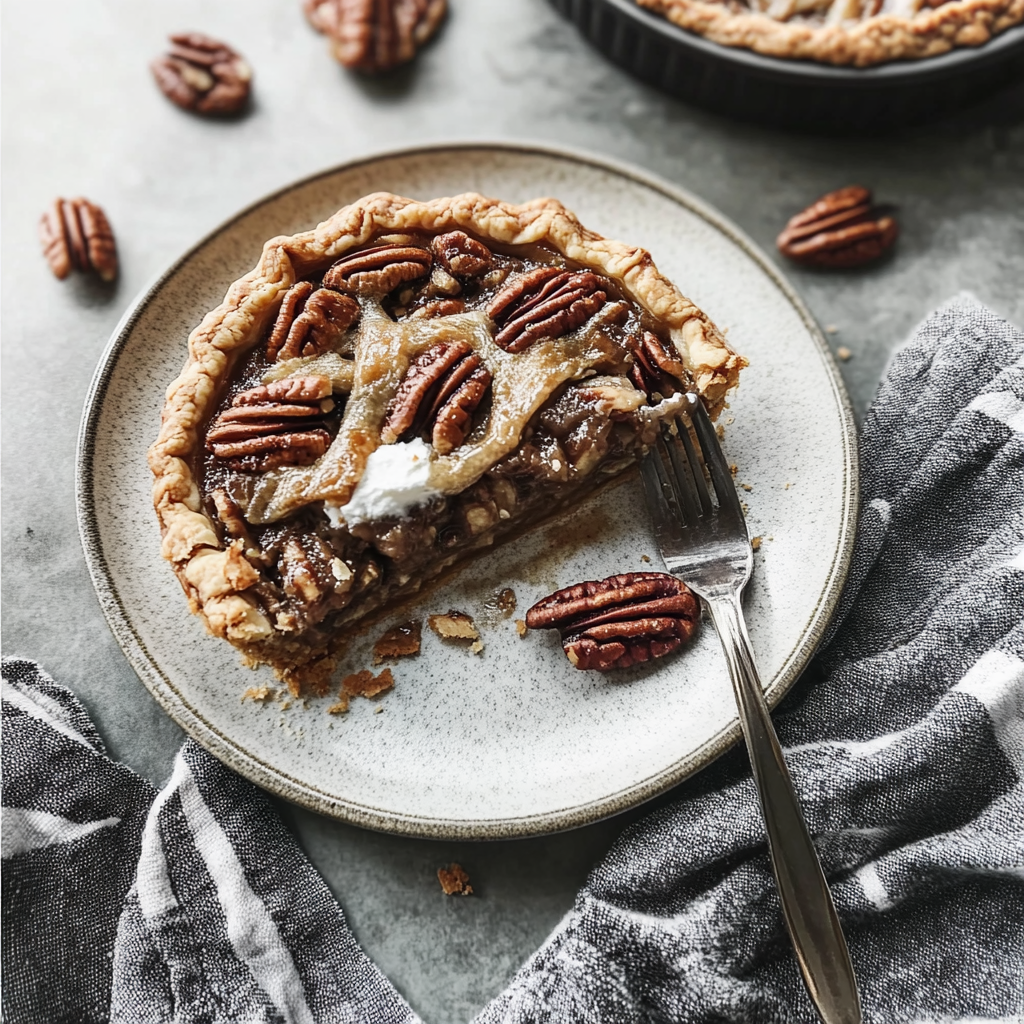 Recipe preparation for Bourbon-pecan pie with flaky lattice crust