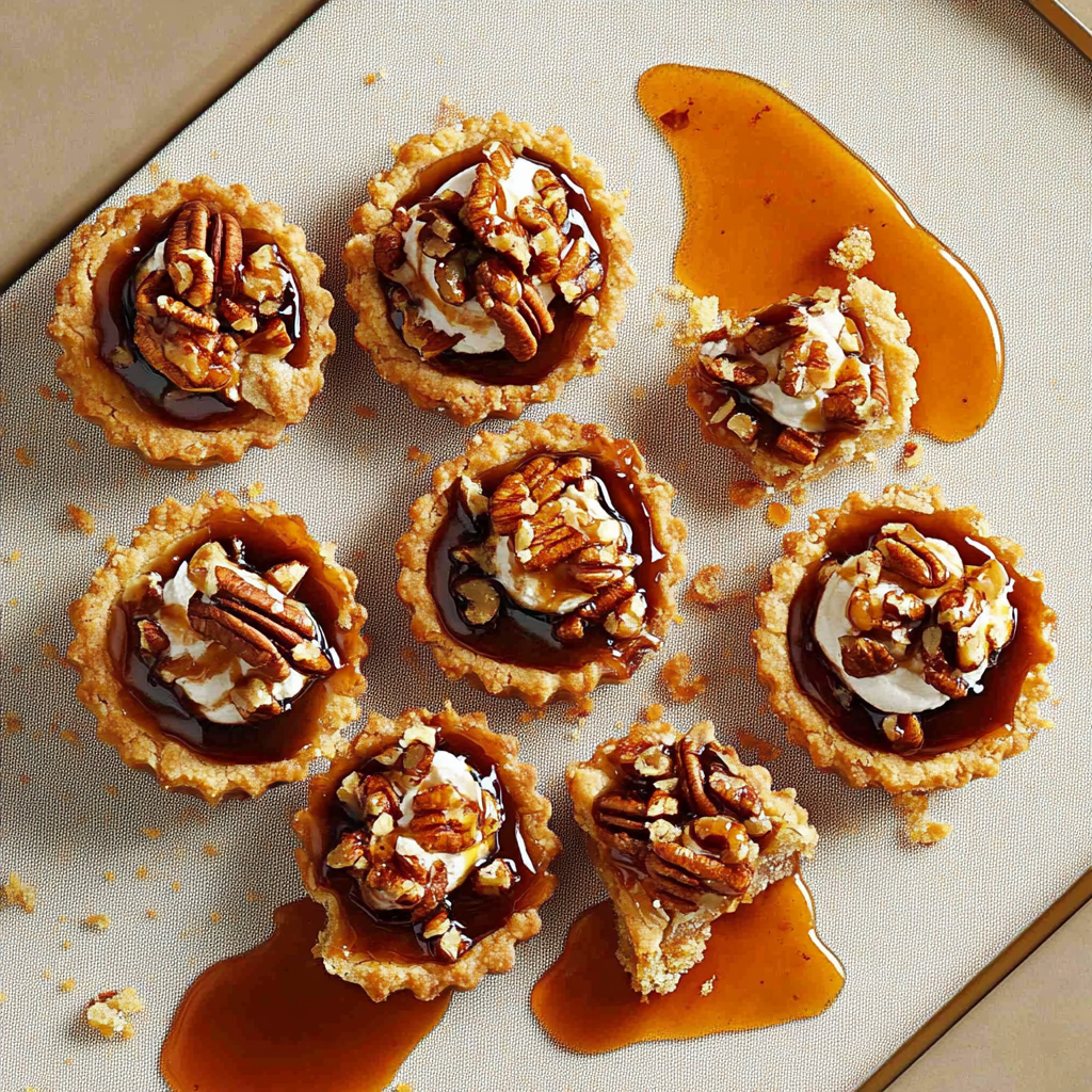 Recipe preparation for Pumpkin-pecan tartlets with maple whip