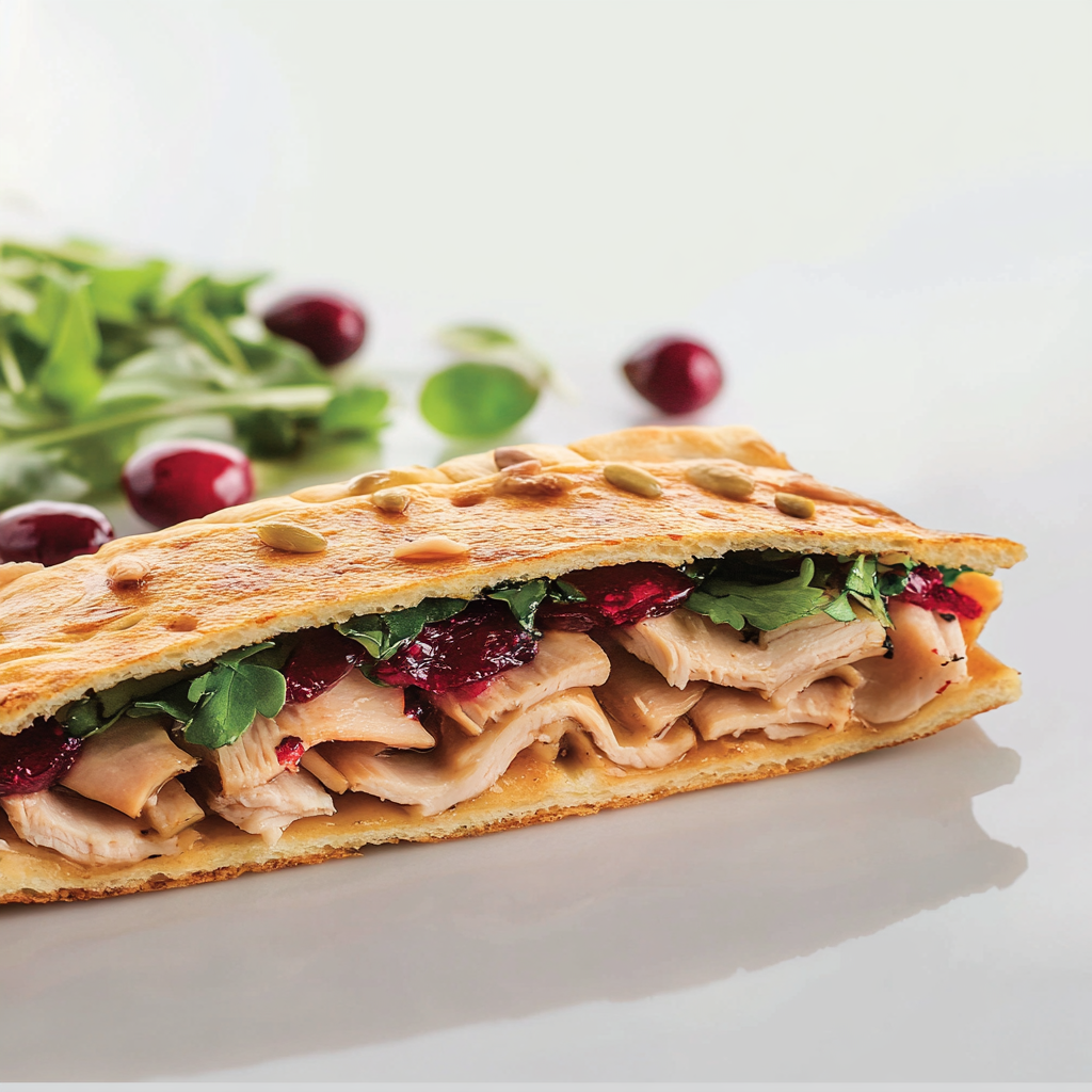 Recipe preparation for Honey-Mustard Turkey & Cranberry Flatbread