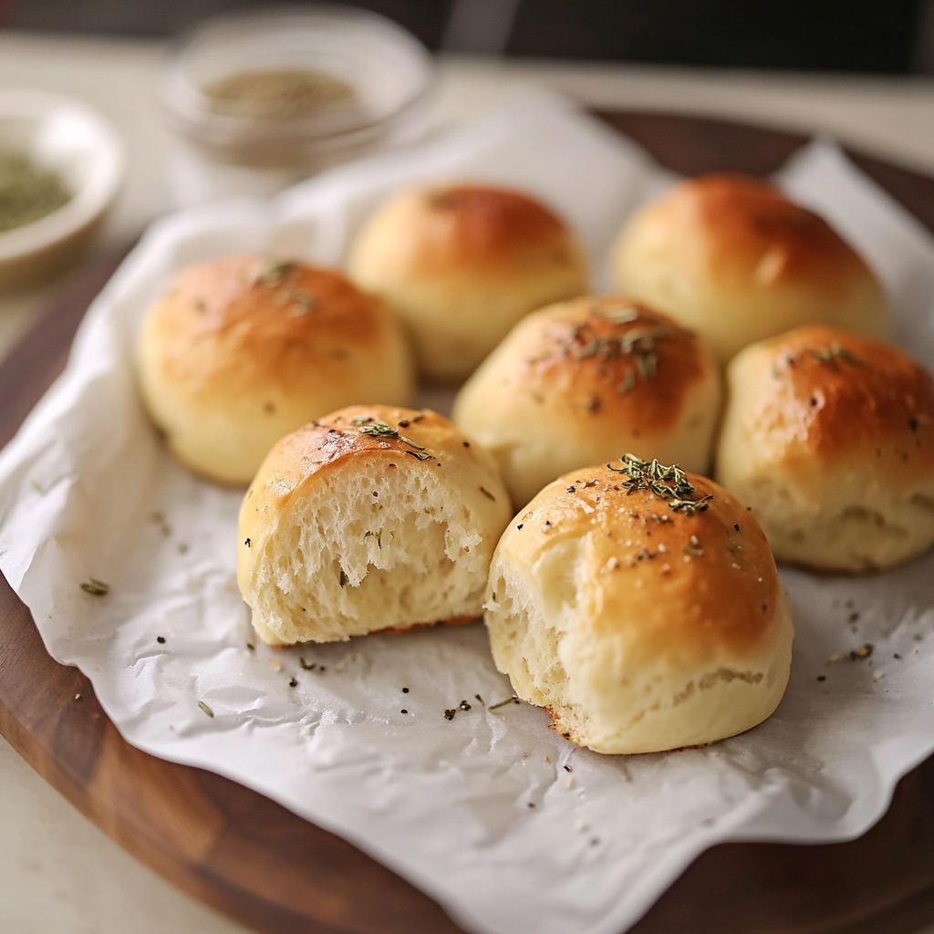 Recipe preparation for Rustic Dinner Rolls with Rosemary-Sea-Salt Butter