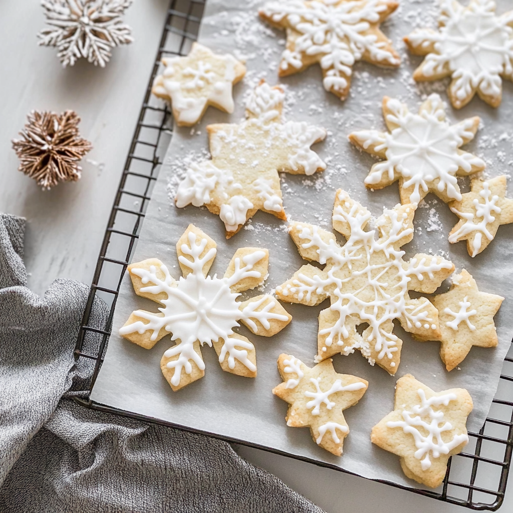 Recipe preparation for Snowflake Sugar Cookies with Royal Icing
